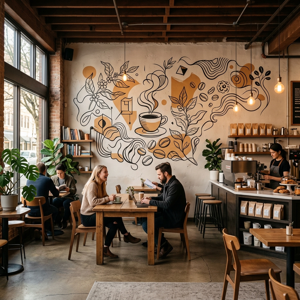 رسم جدار كافيه